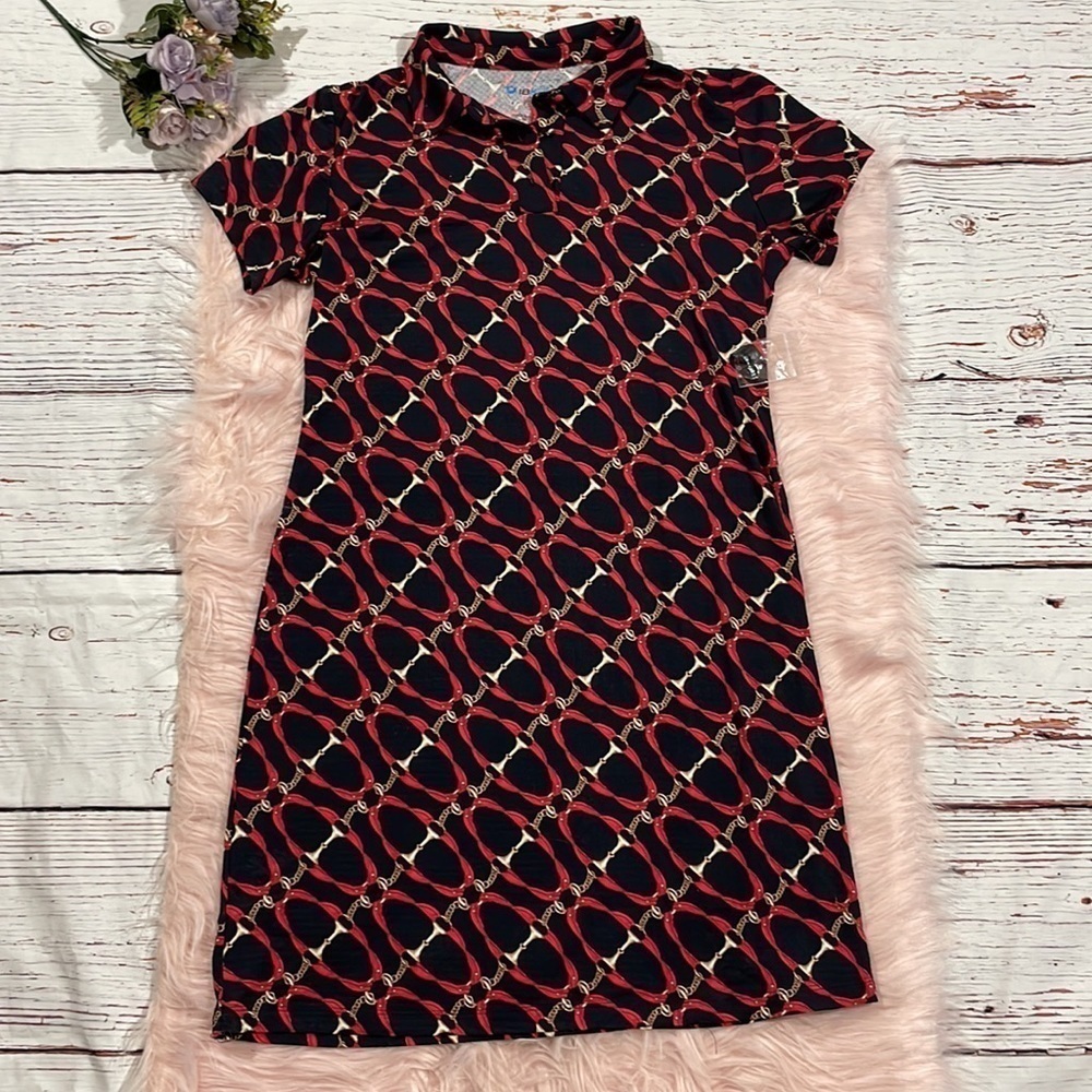 Ibkul Equestrian Polo Chain Patterned Golf Active Mini Dress